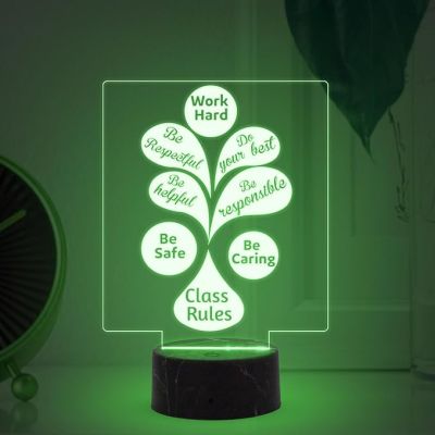 Work Hard Class Rules Engraved night lamp with Automatic Color Changing Light Motivational Gift For Student