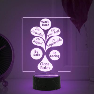 Work Hard Class Rules Engraved night lamp with Automatic Color Changing Light Motivational Gift For Student