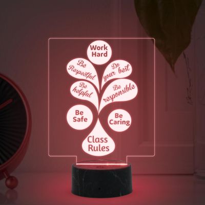 Work Hard Class Rules Engraved night lamp with Automatic Color Changing Light Motivational Gift For Student