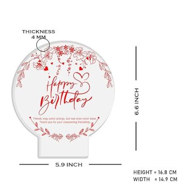 Happy Birthday Engraved Night Lamp with Automatic Color Changing Light Birthday Gift for Friend Best Gift for Bestie on her Birthday