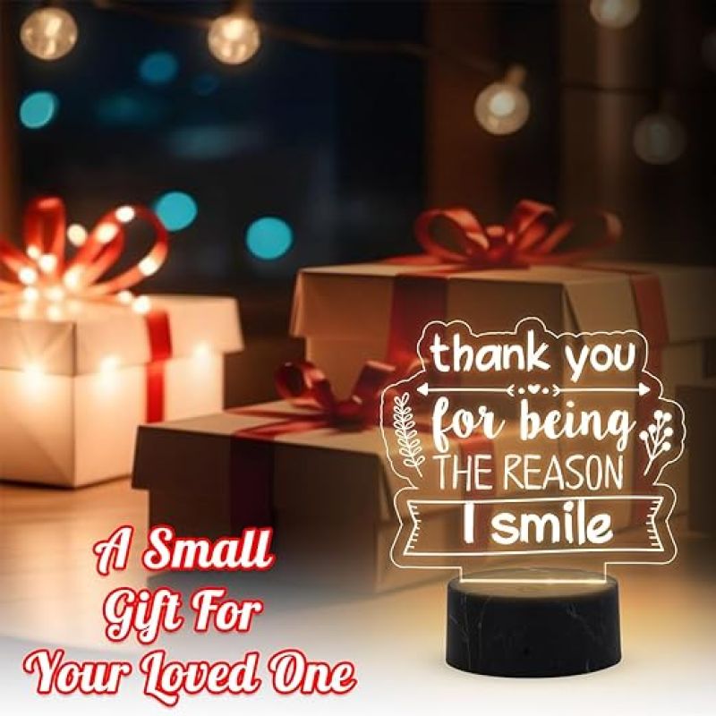 Thank You for Being The Reason I Smile Engraved Lamp with Warm White Light Gift for Loveable Person Gift for Husband Wife Girlfriend Boyfriend Friends