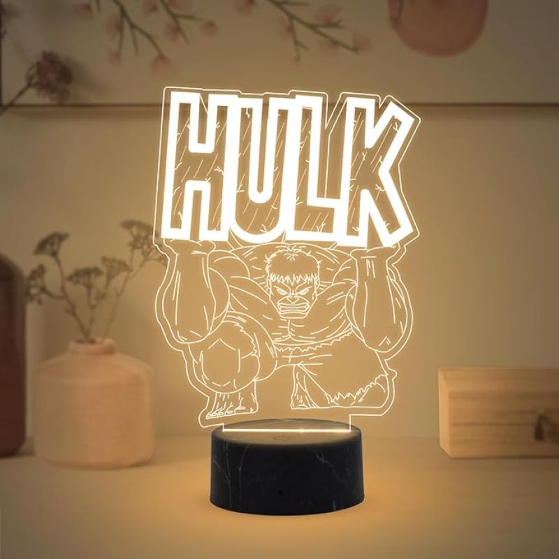3D Illusion Marvel Hulk night lamp with Warm White Light Gift for Marvel Avengers Fans Gaming Room Decor