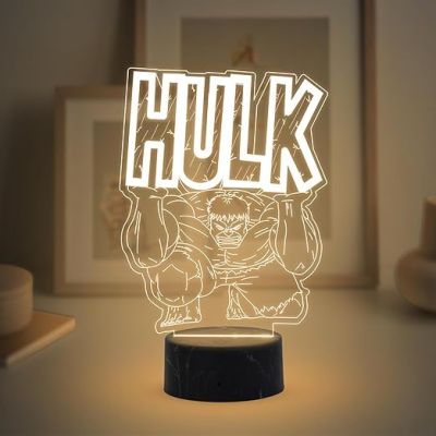 3D Illusion Marvel Hulk night lamp with Warm White Light Gift for Marvel Avengers Fans Gaming Room Decor