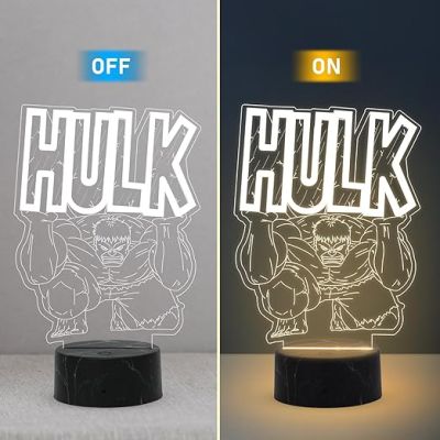 3D Illusion Marvel Hulk night lamp with Warm White Light Gift for Marvel Avengers Fans Gaming Room Decor