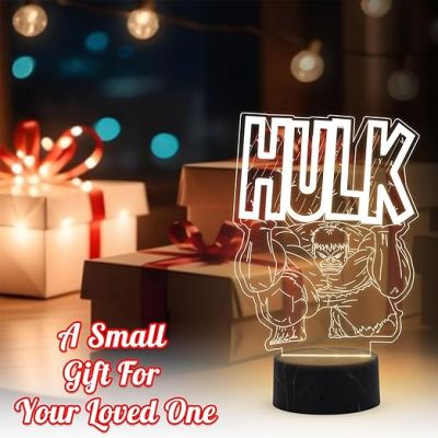 3D Illusion Marvel Hulk night lamp with Warm White Light Gift for Marvel Avengers Fans Gaming Room Decor