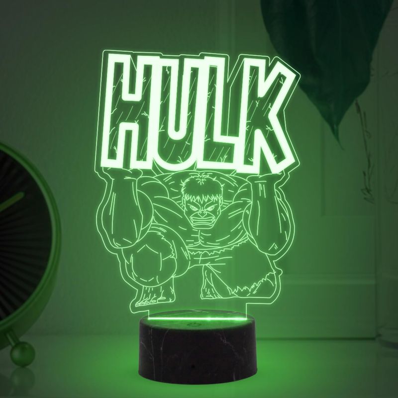 3D Illusion Marvel Hulk night lamp with Automatic Color Changing Light Gift for Marvel Avengers Fans Gaming Room Decor