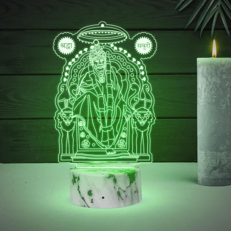 3D Illusion Sai Baba Shirdi night lamp with Automatic Color Changing Light Gift for Birthday, Housewarming, Guru Purnima, Spiritual Home Decor