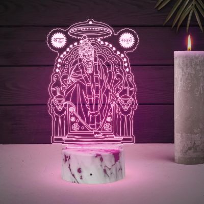 3D Illusion Sai Baba Shirdi night lamp with Automatic Color Changing Light Gift for Birthday, Housewarming, Guru Purnima, Spiritual Home Decor