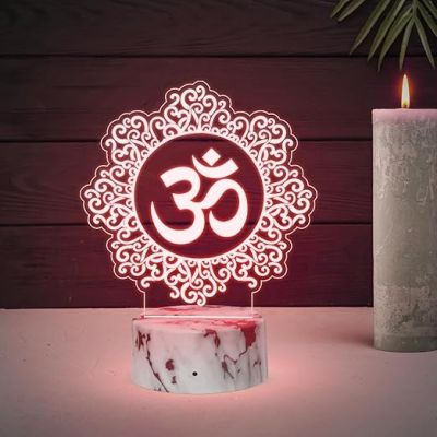 3D Illusion Om Chakra Night Lamp with 7 Color Changing Light Ideal for Temple, Living Room, Bedroom, Pooja Room, Mandir Decor, Meditation Home Decor