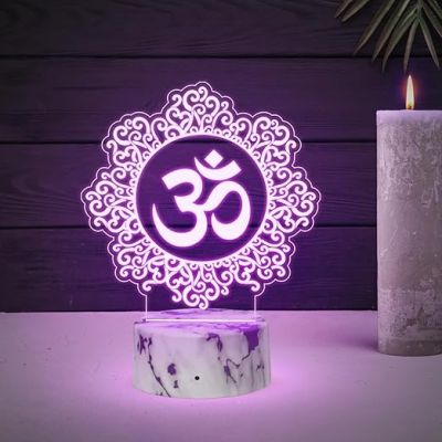 3D Illusion Om Chakra Night Lamp with 7 Color Changing Light Ideal for Temple, Living Room, Bedroom, Pooja Room, Mandir Decor, Meditation Home Decor