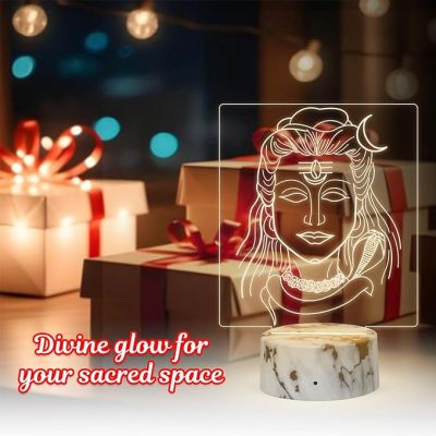3D Illusion Lord Shiva Night Lamp with Warm White Light Spiritual Blessing Gift Temple Bedroom Home Office Decoration