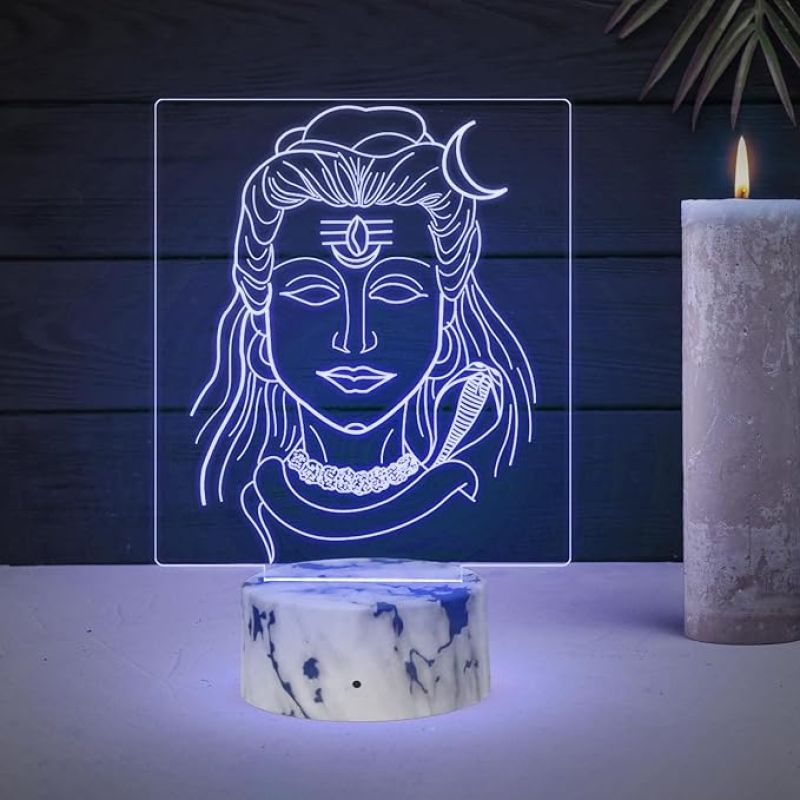 3D Illusion Lord Shiva Night Lamp with Automatic Color Changing Light Spiritual Blessing Gift Temple Bedroom Home Office Decoration