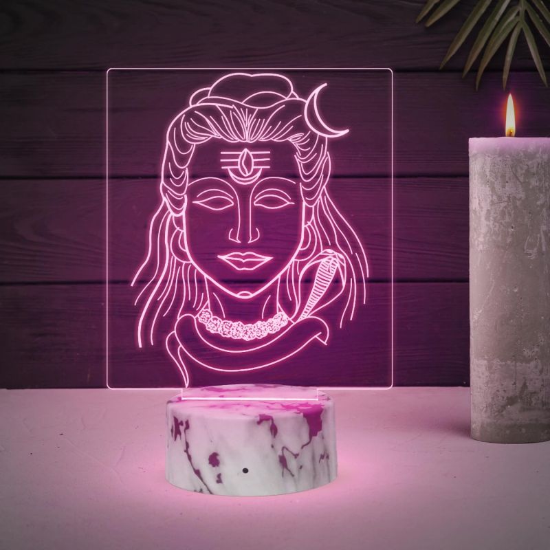 3D Illusion Lord Shiva Night Lamp with Automatic Color Changing Light Spiritual Blessing Gift Temple Bedroom Home Office Decoration