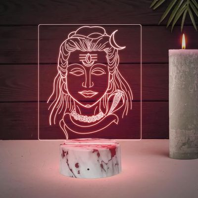 3D Illusion Lord Shiva Night Lamp with Automatic Color Changing Light Spiritual Blessing Gift Temple Bedroom Home Office Decoration