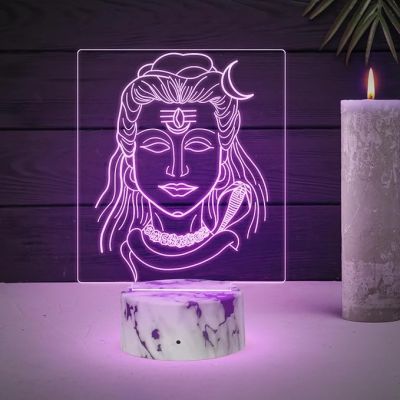 3D Illusion Lord Shiva Night Lamp with Automatic Color Changing Light Spiritual Blessing Gift Temple Bedroom Home Office Decoration