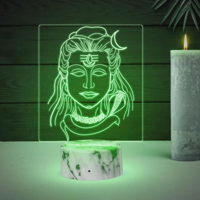 3D Illusion Lord Shiva Night Lamp with Automatic Color Changing Light Spiritual Blessing Gift Temple Bedroom Home Office Decoration