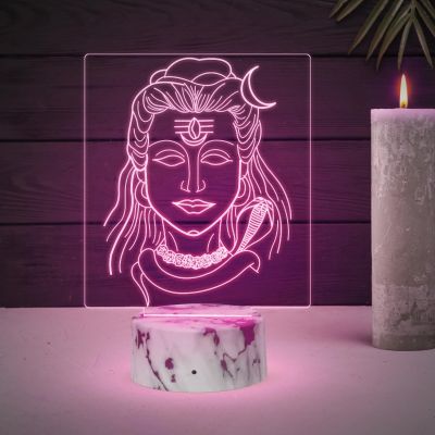 3D Illusion Lord Shiva Night Lamp with Automatic Color Changing Light Spiritual Blessing Gift Temple Bedroom Home Office Decoration