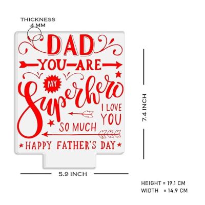 Dad You are My Super Hero Engraved Night Lamp with Warm White Light Father's Day Gift from Son Daughter A Sentimental Gift for Dad
