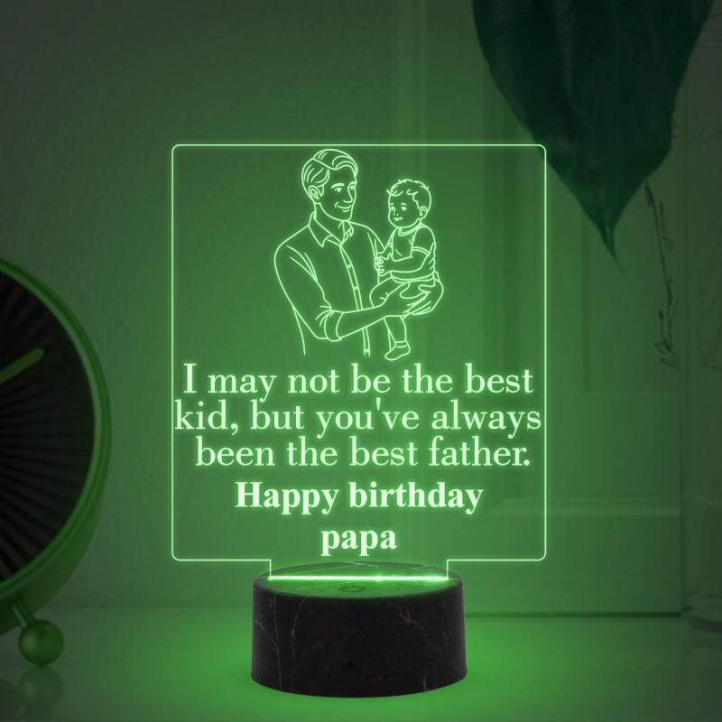 Happy Birthday Papa night lamp with Multicolored Light Happy Birthday Papa Gift Birthday Gift for Dad from Daughter & Son