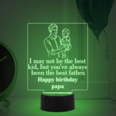 Happy Birthday Papa night lamp with Multicolored Light Happy Birthday Papa Gift Birthday Gift for Dad from Daughter & Son