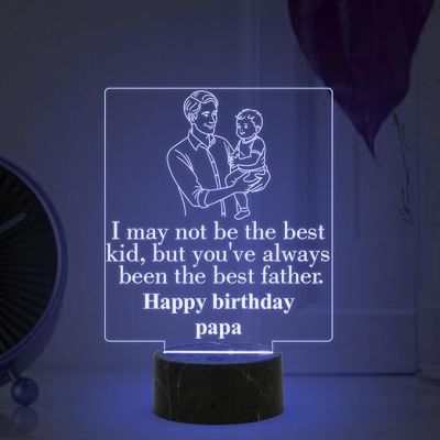 Happy Birthday Papa night lamp with Multicolored Light Happy Birthday Papa Gift Birthday Gift for Dad from Daughter & Son