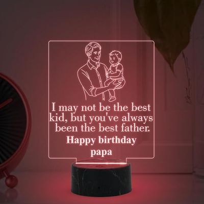 Happy Birthday Papa night lamp with Multicolored Light Happy Birthday Papa Gift Birthday Gift for Dad from Daughter & Son