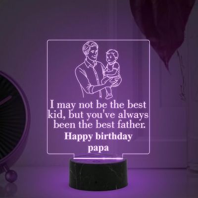 Happy Birthday Papa night lamp with Multicolored Light Happy Birthday Papa Gift Birthday Gift for Dad from Daughter & Son