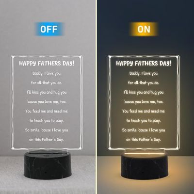 3D Illusion Happy Father Day Engraved Night Lamp with Warm White Light Fathers Day Gift from Daughter & Son, Surprise Gift for Dad, Love Gift for Daddy