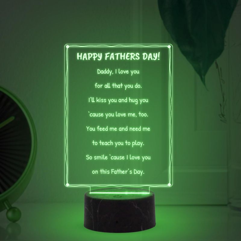 3D Illusion Happy Fathers Day Engraved night lamp with Multicolored Light Fathers Day Gift from Daughter & Son, Surprise Gift for Dad, Love Gift for Daddy