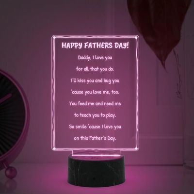 3D Illusion Happy Fathers Day Engraved night lamp with Multicolored Light Fathers Day Gift from Daughter & Son, Surprise Gift for Dad, Love Gift for Daddy