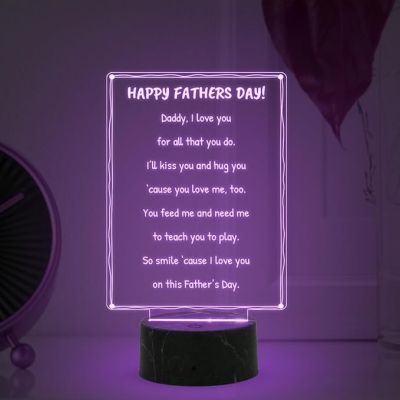 3D Illusion Happy Fathers Day Engraved night lamp with Multicolored Light Fathers Day Gift from Daughter & Son, Surprise Gift for Dad, Love Gift for Daddy