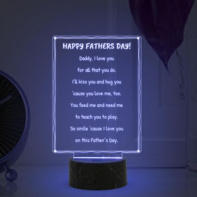 3D Illusion Happy Fathers Day Engraved night lamp with Multicolored Light Fathers Day Gift from Daughter & Son, Surprise Gift for Dad, Love Gift for Daddy