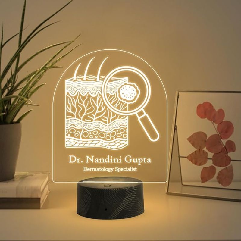 Personalized Dermatologist Specialist Night Lamp with Warm White Light Customized Name Gift for Skin Doctor & Medical Student Thankyou Gift for Dermatologist