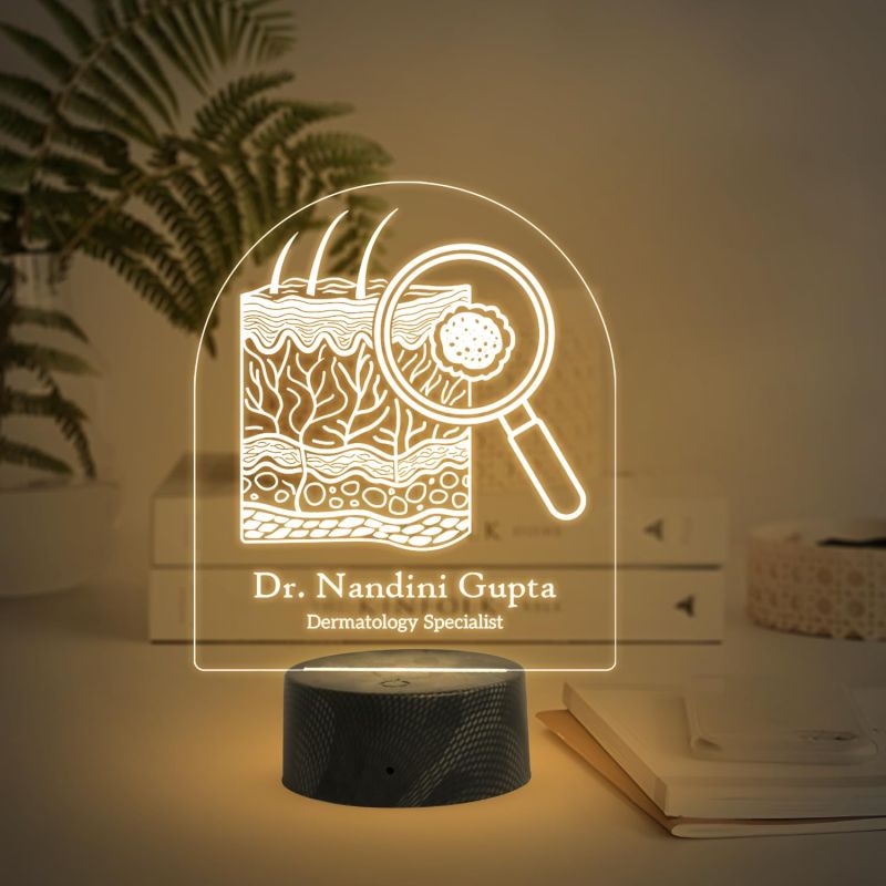 Personalized Dermatologist Specialist Night Lamp with Warm White Light Customized Name Gift for Skin Doctor & Medical Student Thankyou Gift for Dermatologist