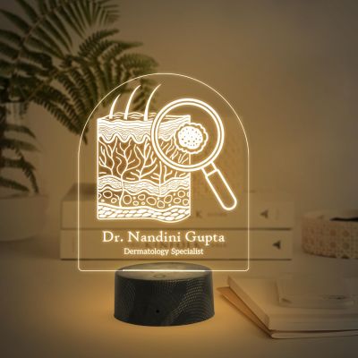 Personalized Dermatologist Specialist Night Lamp with Warm White Light Customized Name Gift for Skin Doctor & Medical Student Thankyou Gift for Dermatologist