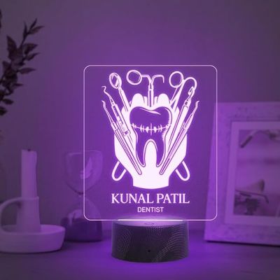 3D Illusion Dentist night lamp with Multicolored Light Customized Name Gift for Dentist Doctor and Medical Student Teeth Doctor Clinic Decor