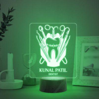 3D Illusion Dentist night lamp with Multicolored Light Customized Name Gift for Dentist Doctor and Medical Student Teeth Doctor Clinic Decor
