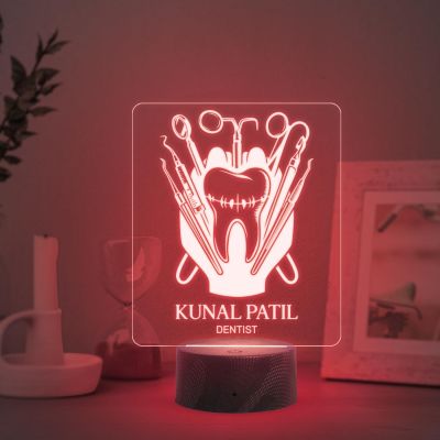 3D Illusion Dentist night lamp with Multicolored Light Customized Name Gift for Dentist Doctor and Medical Student Teeth Doctor Clinic Decor