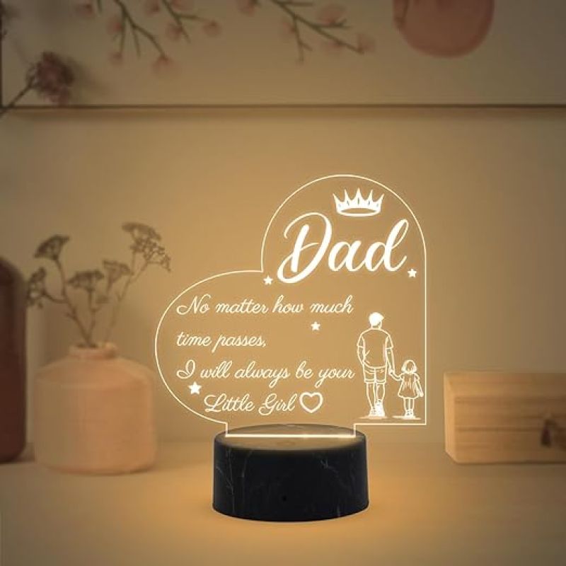 3D Illusion Dad night lamp with Warm White Light Fathers Day Gift Birthday Gift for Dad from Daughter
