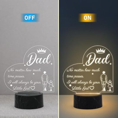 3D Illusion Dad night lamp with Warm White Light Fathers Day Gift Birthday Gift for Dad from Daughter