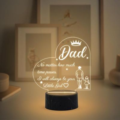 3D Illusion Dad night lamp with Warm White Light Fathers Day Gift Birthday Gift for Dad from Daughter