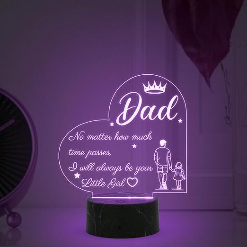 3D Illusion Dad night lamp with Automatic Color Changing Light Gift for Dad Fathers Day Gift Birthday Gift for Dad from Daughter