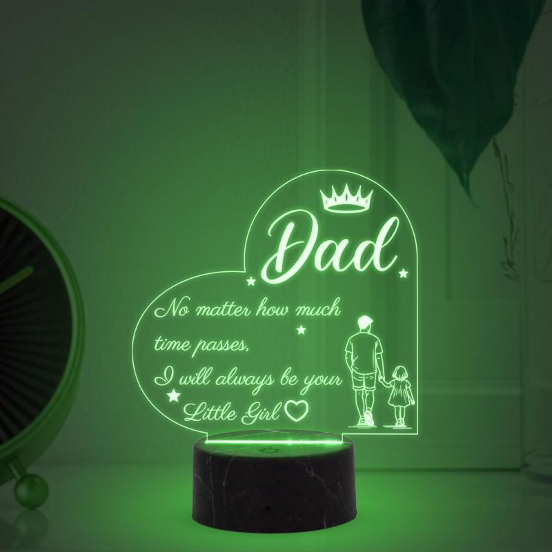 3D Illusion Dad night lamp with Automatic Color Changing Light Gift for Dad Fathers Day Gift Birthday Gift for Dad from Daughter