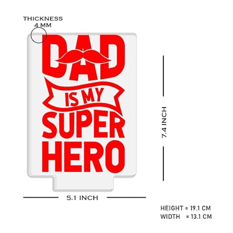 Dad is My Super Hero Engraved Night Lamp with Warm White Light Surprise Gift for Dad from Daughters Fathers Day Gift Dad Birthday Gift