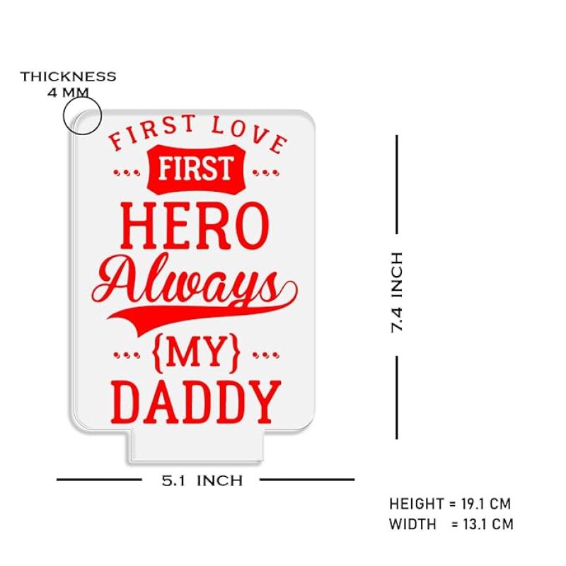 First Love First Hero Always My Dad Engraved Night Lamp with Multicolored Light Birthday Gift for Dad Fathers Day Gift Express Your Love for Dad