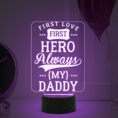 First Love First Hero Always My Dad Engraved Night Lamp with Multicolored Light Birthday Gift for Dad Fathers Day Gift Express Your Love for Dad