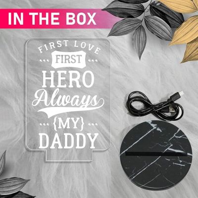 First Love First Hero Always My Dad Engraved Night Lamp with Multicolored Light Birthday Gift for Dad Fathers Day Gift Express Your Love for Dad
