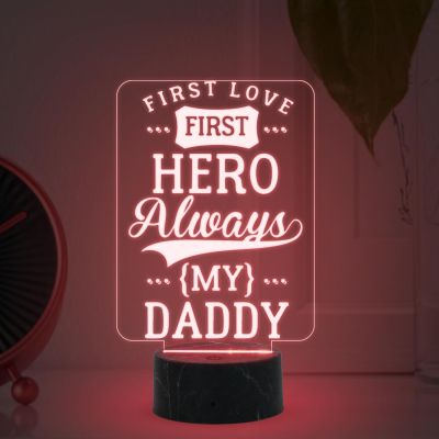 First Love First Hero Always My Dad Engraved Night Lamp with Multicolored Light Birthday Gift for Dad Fathers Day Gift Express Your Love for Dad