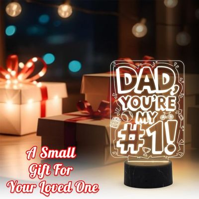 3D Illusion Dad You are My # 1 Engraved night lamp with Warm White Light Surprise Gift for Dad from Daughters, Fathers Day Gift, Dad Birthday Gift