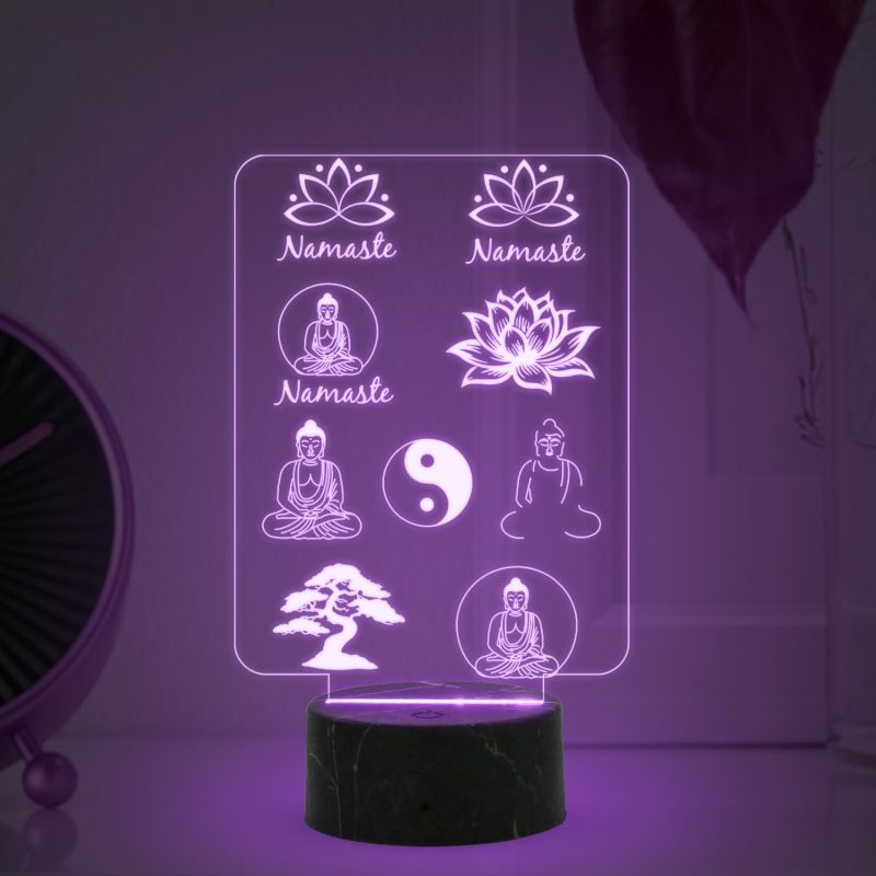 3D Illusion Namaste Buddha Night Lamp with Automatic Color Changing Light Religious Bedroom Living Room & Mediation Room Home Decor